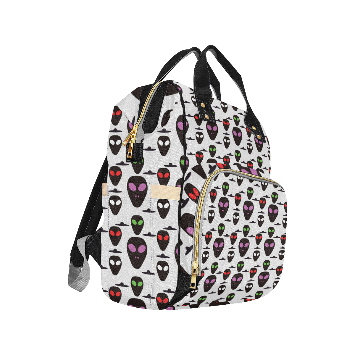 Alien Pattern Print Design 06 Diaper Bag Backpack