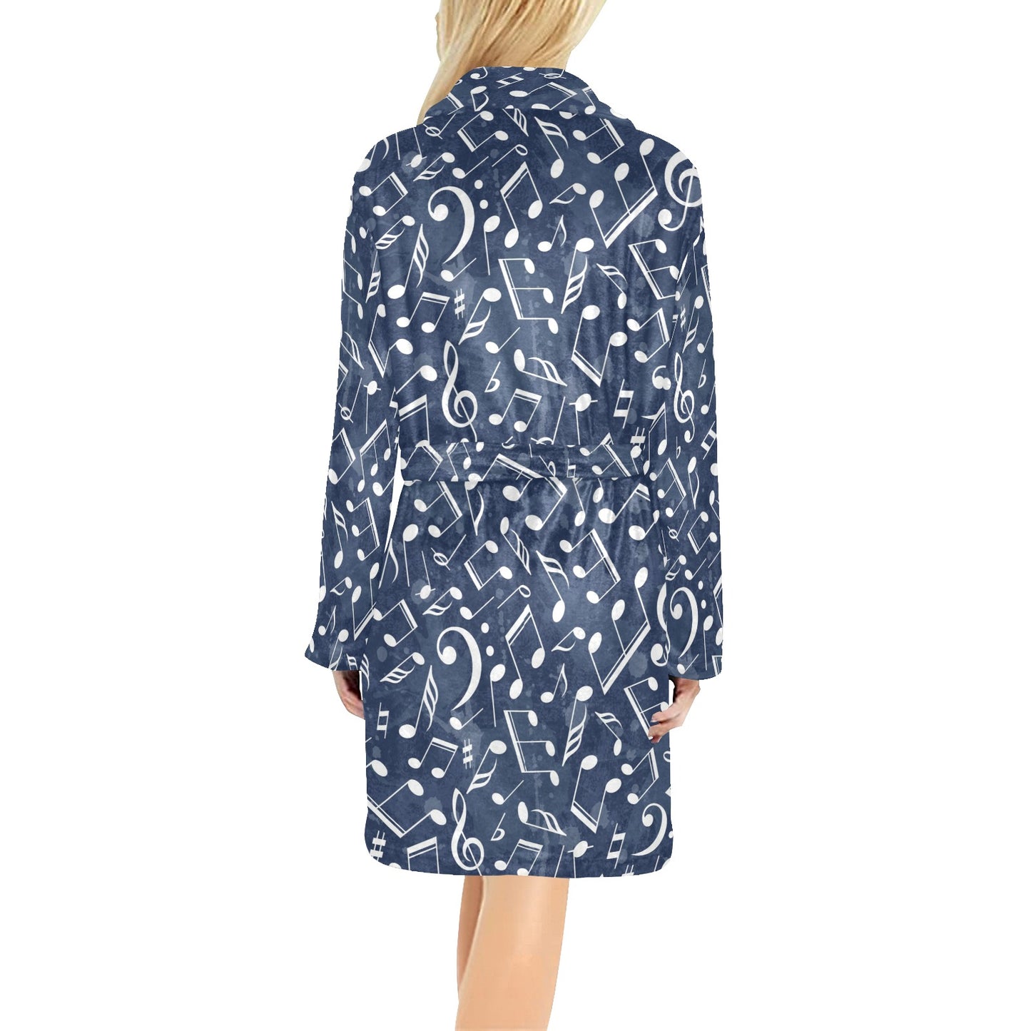 Music note Pattern Print Design A02 Women's Fleece Robe