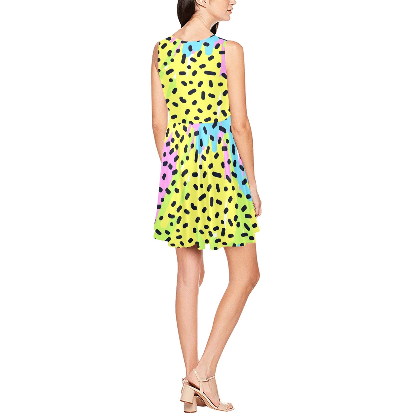 90s Pattern Print Design 2 Sleeveless Dress