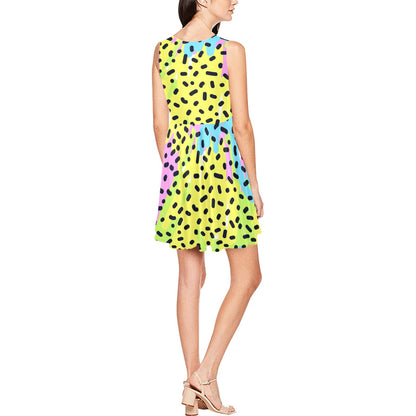 90s Pattern Print Design 2 Sleeveless Dress