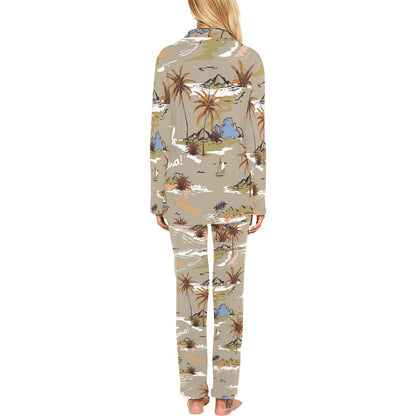 Pacific island Pattern Print Design A05 Women's Long Pajama Set