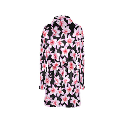 Pink Plumeria Pattern Print Design PM09 Women's Fleece Robe