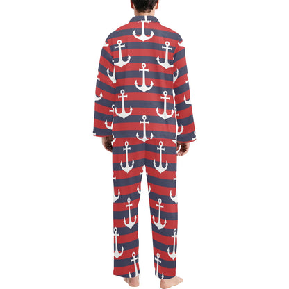 Nautical Pattern Print Design A05 Men's Long Pajama Set