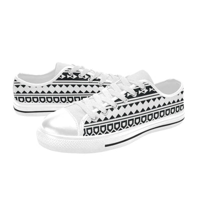 Samoan Pattern Print Design LKS303 Women's White Low Top Shoes