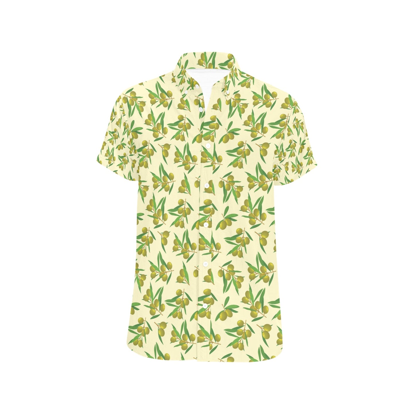 Olive Print Design LKS302 Men Short Sleeve Button Up Shirt