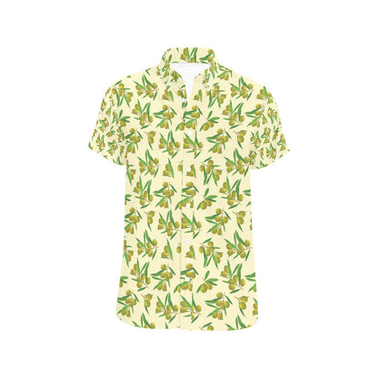Olive Print Design LKS302 Men Short Sleeve Button Up Shirt