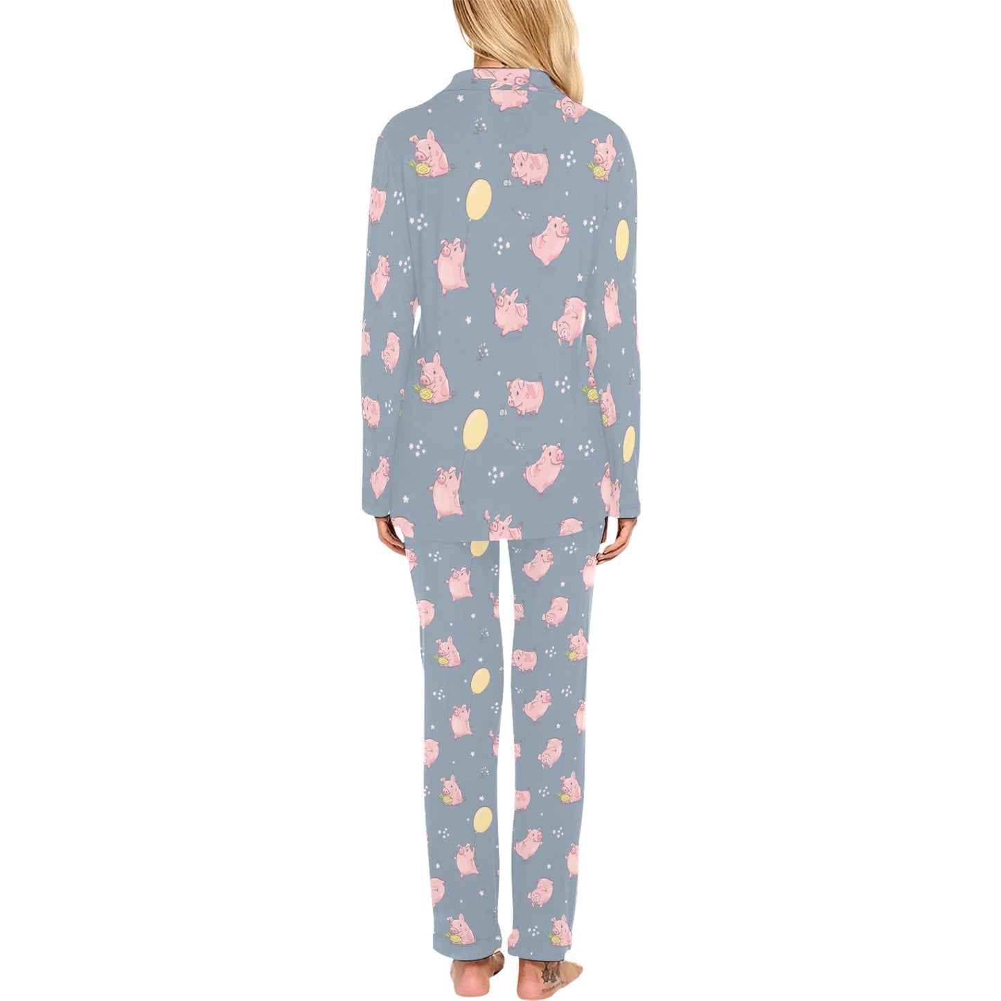 Pig Print Design LKS405 Women's Long Pajama Set