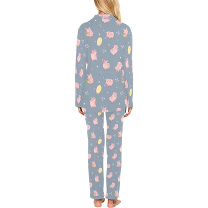 Pig Print Design LKS405 Women's Long Pajama Set