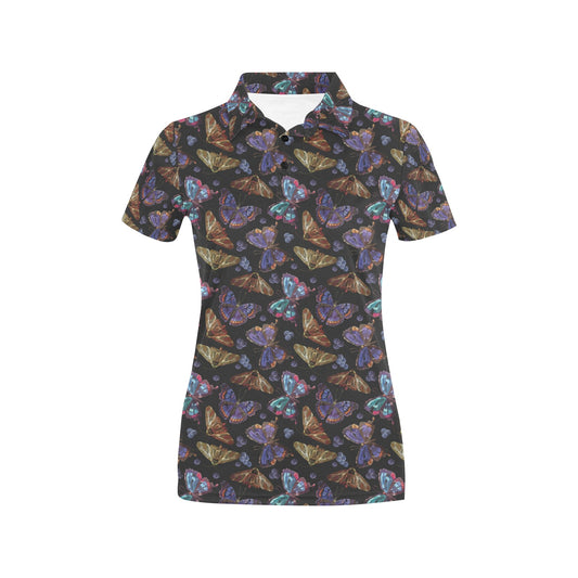 Butterfly Pattern Print Design 013 Women's Polo Shirt