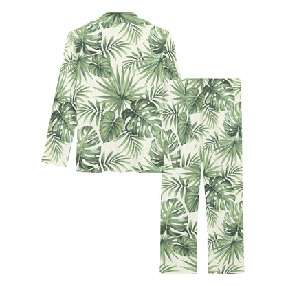 Palm Leaf Pattern Print Design A02 Women's Long Pajama Set