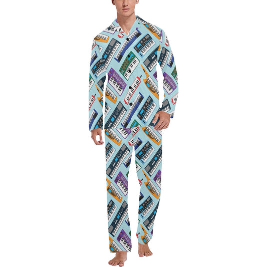 Synthesizer Pattern Print Design 02 Men's Long Pajama Set