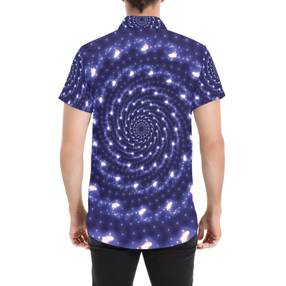 Vortex Print Design LKS305 Men Short Sleeve Button Up Shirt