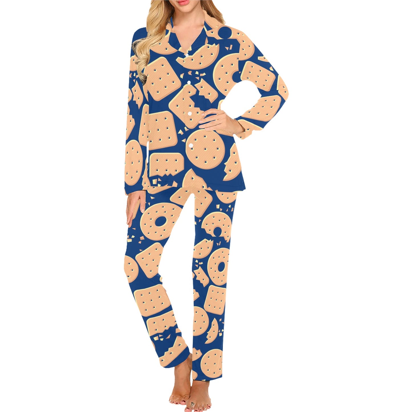 Cracker Pattern Print Design 03 Women's Long Pajama Set