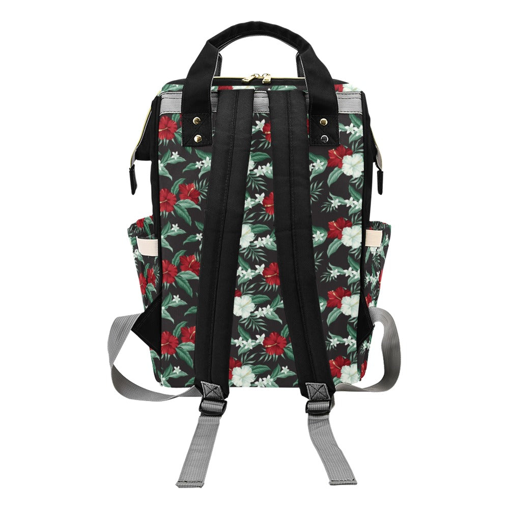 Tropical Flower Print Design LKS303 Diaper Bag Backpack