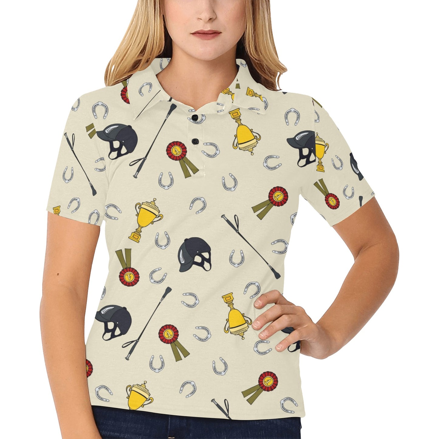 Equestrian Horseshoe Equipment Women's Polo Shirt