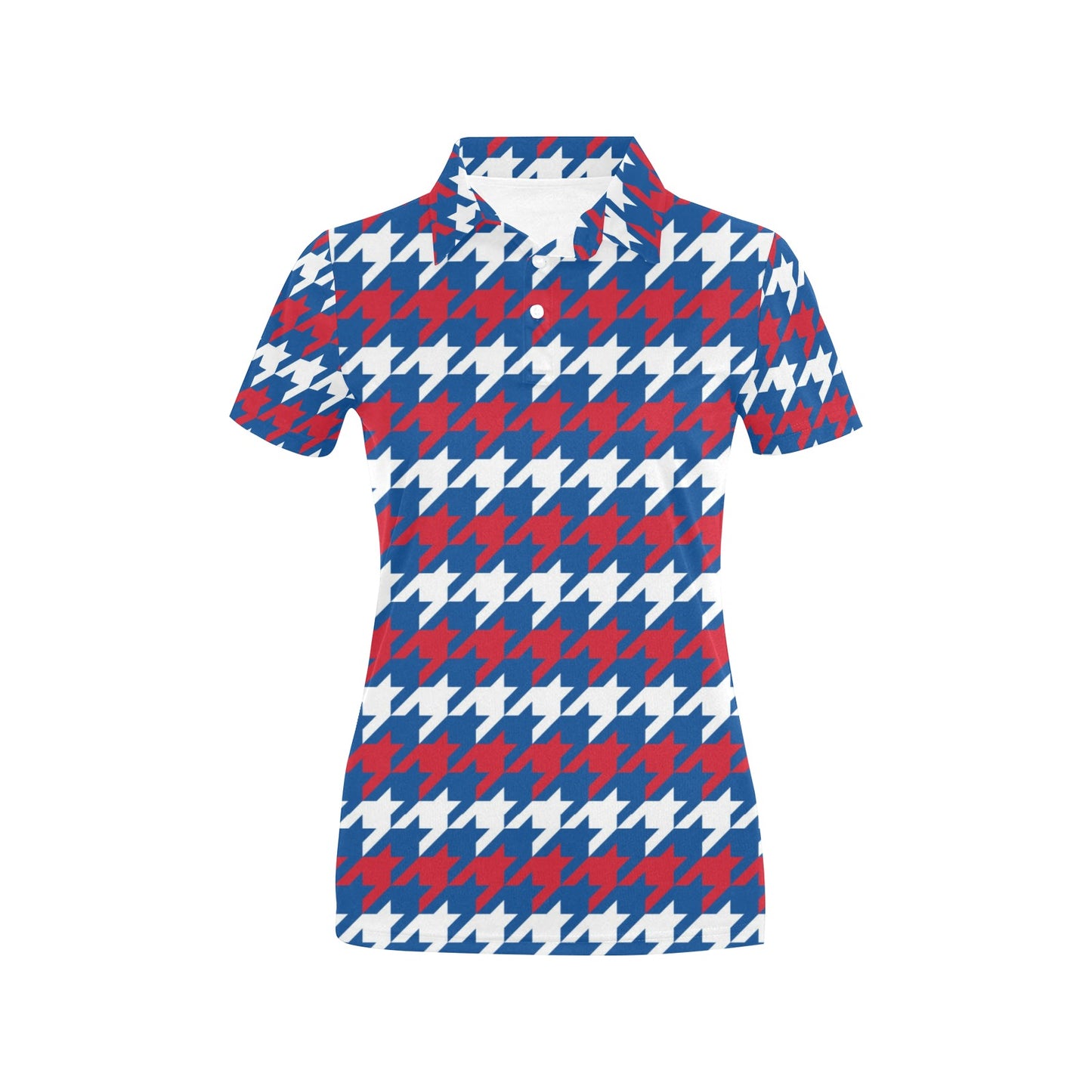Patriotic Houndstooth Pattern Print Design A02 Women's Polo Shirt