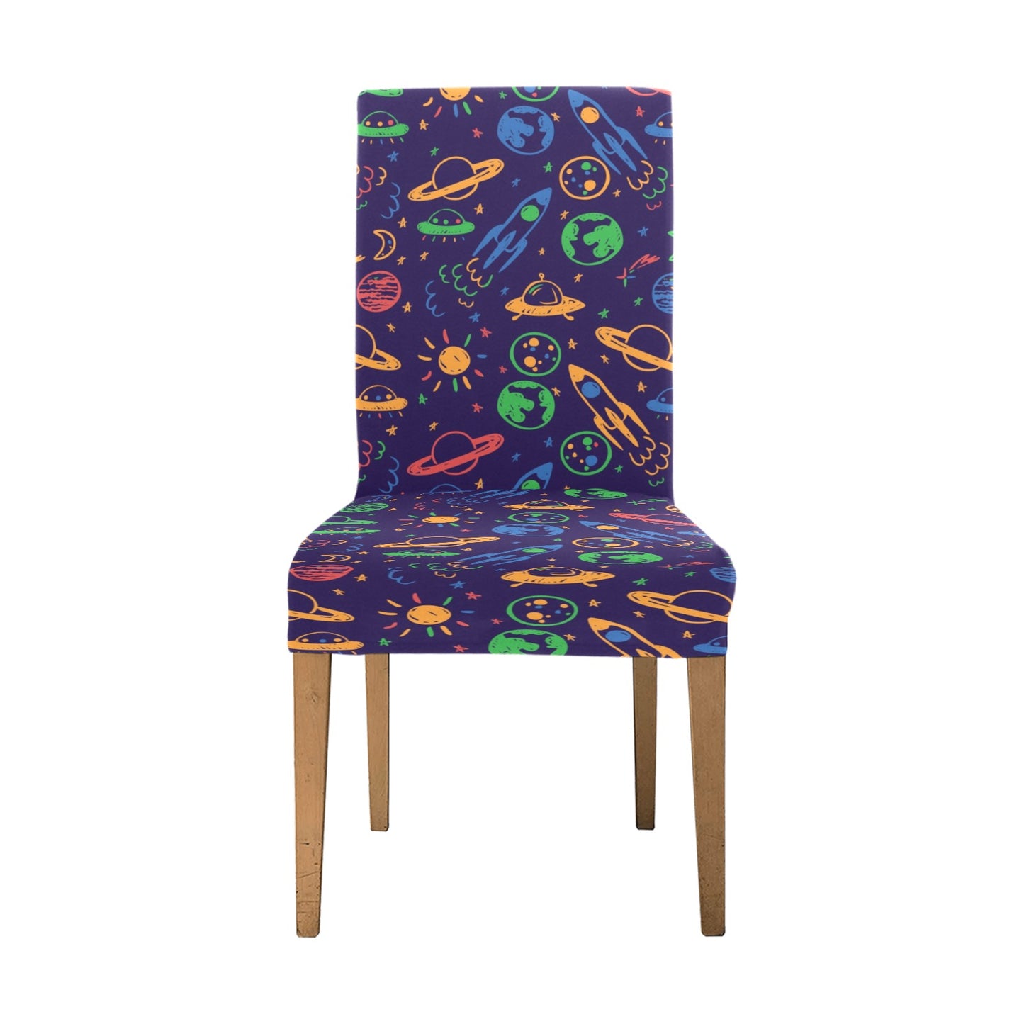 UFO Space Rocket Print Design LKS302 Dining Chair Slipcover