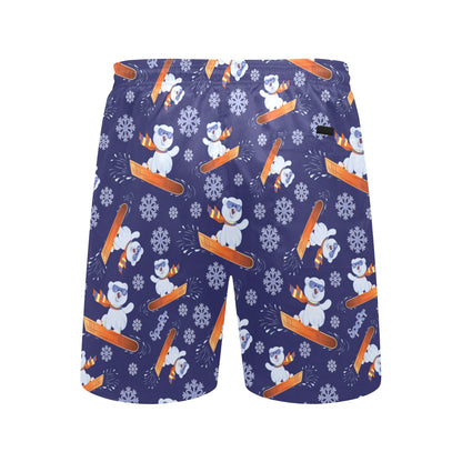 Snowboard Bear Print Design LKS305 Men's Swim Trunks Beach Shorts