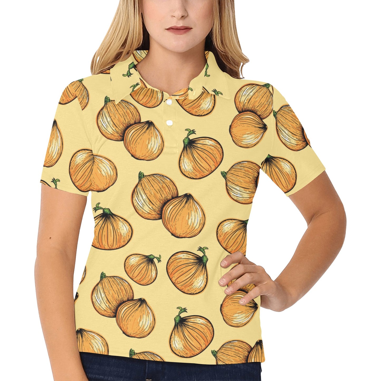 Onion Pattern Print Design A04 Women's Polo Shirt