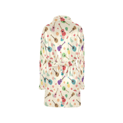 Ukulele Pattern Print Design 01 Women's Fleece Robe