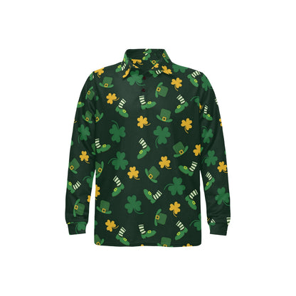 St Patricks Day Print Design LKS306 Long Sleeve Polo Shirt For Men's
