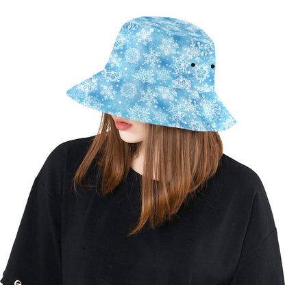 Snowflake Blue Print Design LKS301 Unisex Bucket Hat