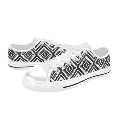 Tribal Pattern Print Design LKS303 Women's White Low Top Shoes