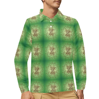 Celtic Pattern Print Design 05 Long Sleeve Polo Shirt For Men's