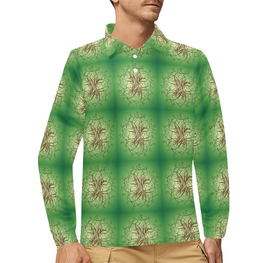 Celtic Pattern Print Design 05 Long Sleeve Polo Shirt For Men's