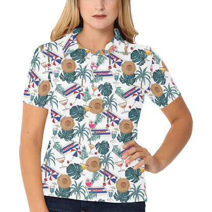 Aloha Hawaii Beach Pattern Print Design 04 Women's Polo Shirt