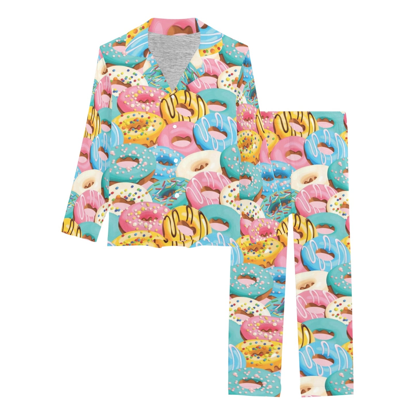 Donut Pattern Print Design DN01 Women's Long Pajama Set