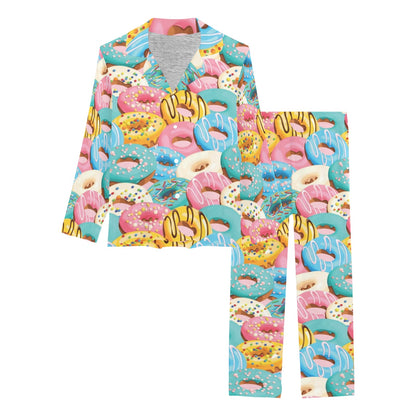 Donut Pattern Print Design DN01 Women's Long Pajama Set