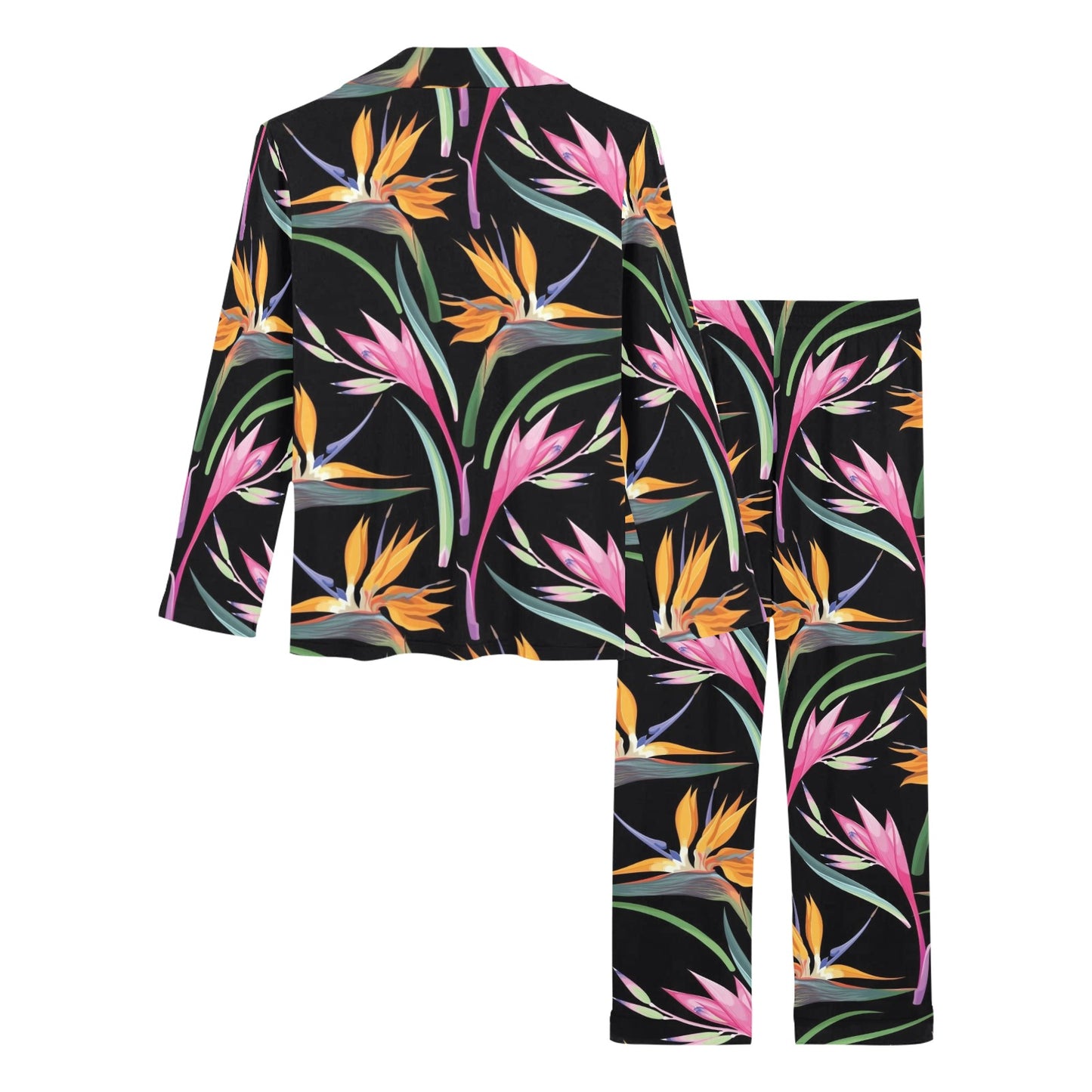 Tropical Flower Pattern Print Design TF017 Women's Long Pajama Set