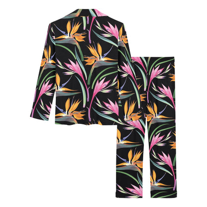 Tropical Flower Pattern Print Design TF017 Women's Long Pajama Set