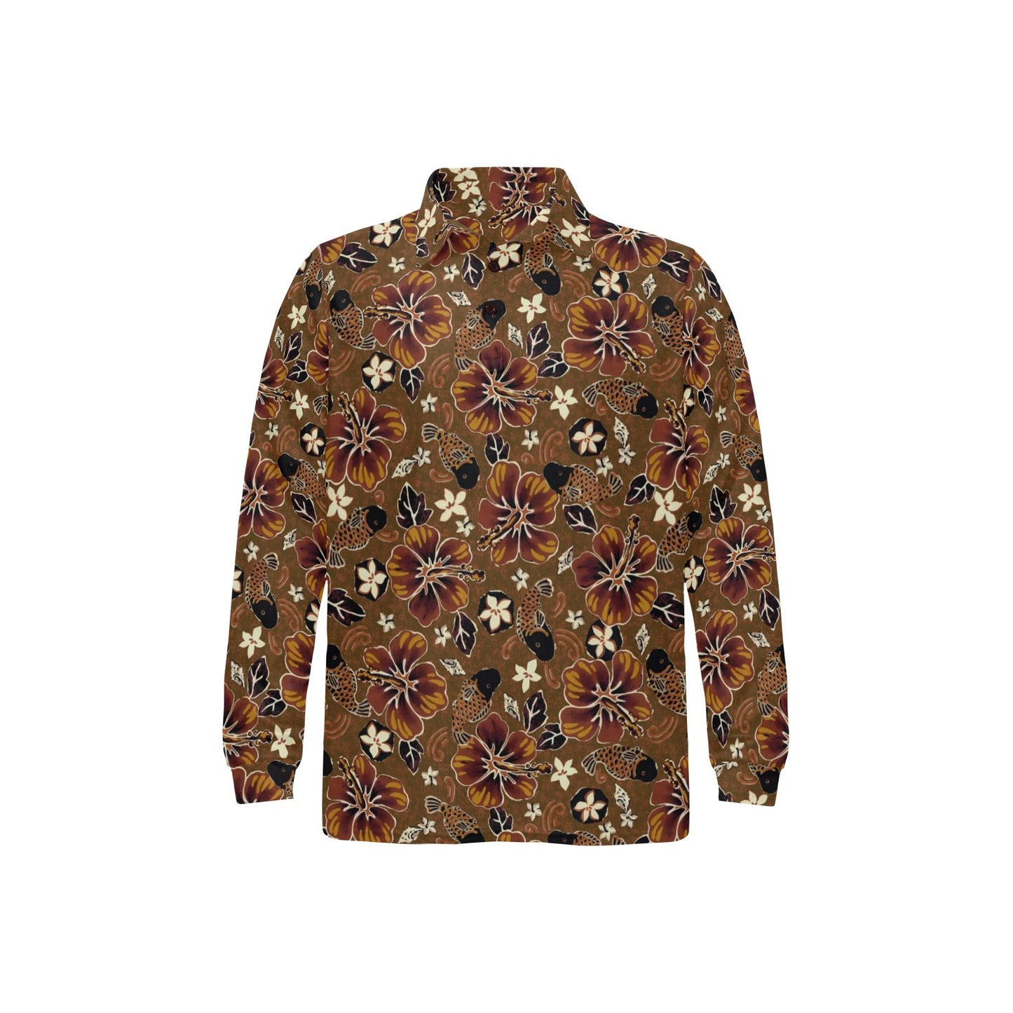 Hawaiian Themed Pattern Print Design H01 Long Sleeve Polo Shirt For Men's
