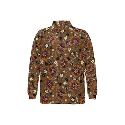 Hawaiian Themed Pattern Print Design H01 Long Sleeve Polo Shirt For Men's