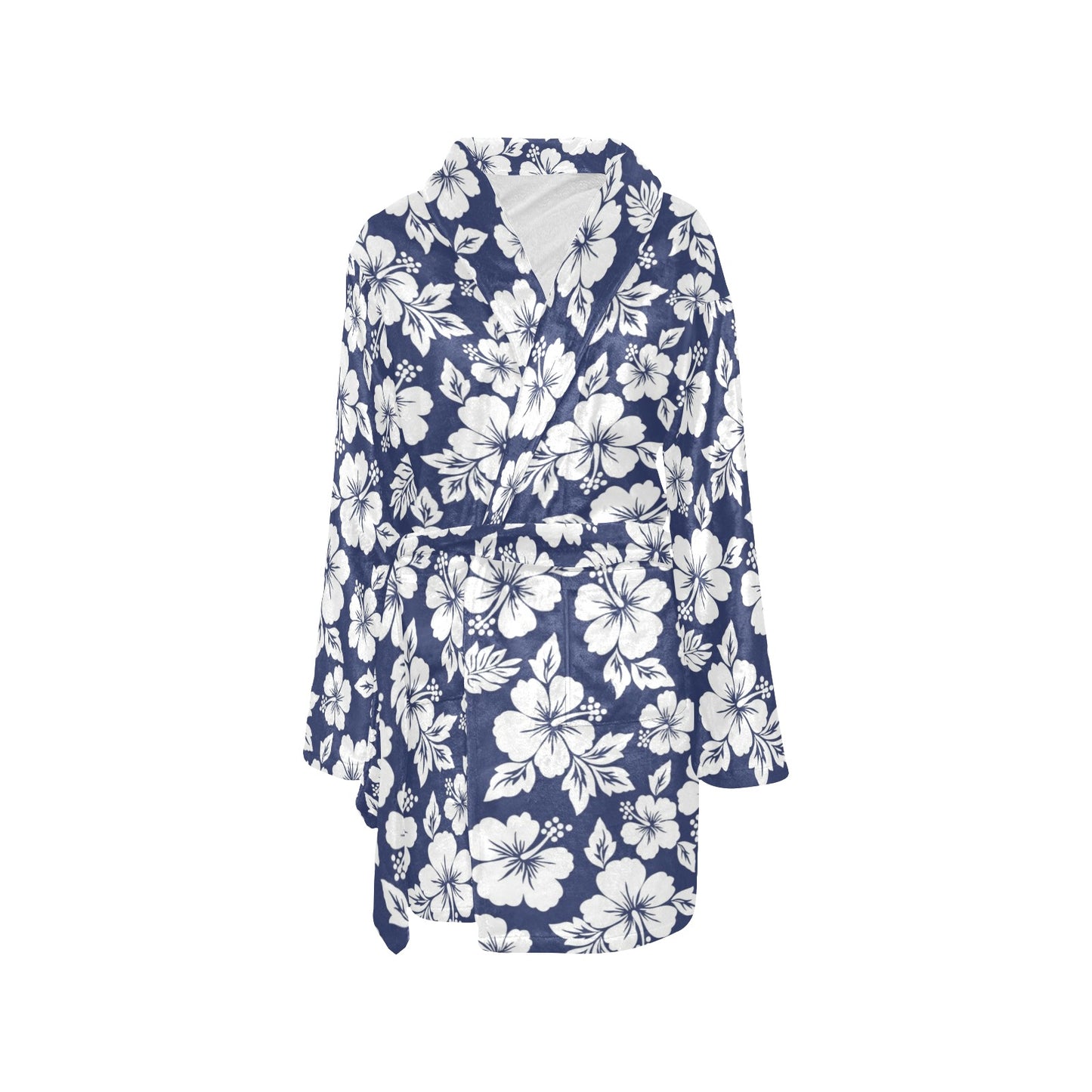 Hibiscus Pattern Print Design HB012 Women's Fleece Robe