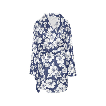 Hibiscus Pattern Print Design HB012 Women's Fleece Robe