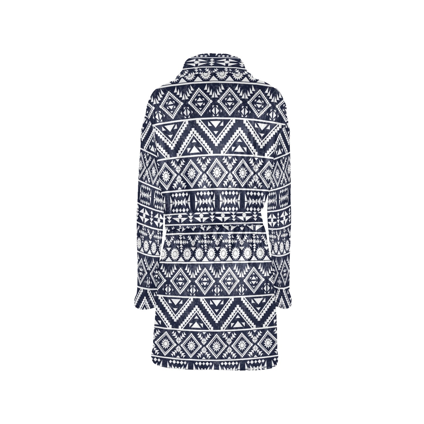 Blue White Tribal Aztec Women's Fleece Robe