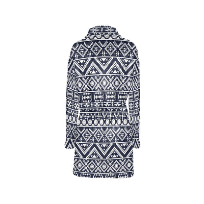 Blue White Tribal Aztec Women's Fleece Robe