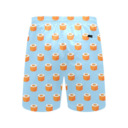 Salmon Sushi Print Design LKS307 Men's Swim Trunks Beach Shorts