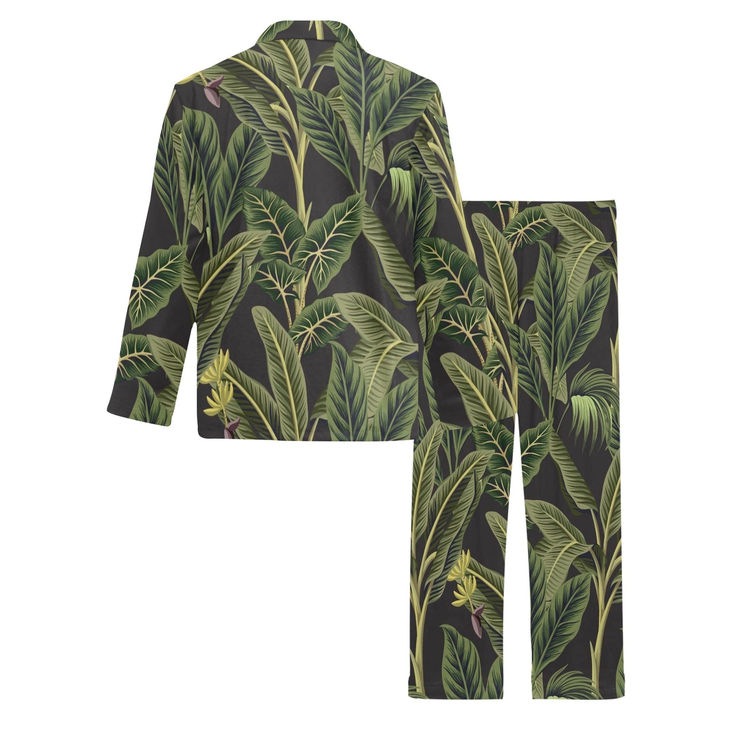 Banana Leaf Pattern Print Design BL04 Men's Long Pajama Set