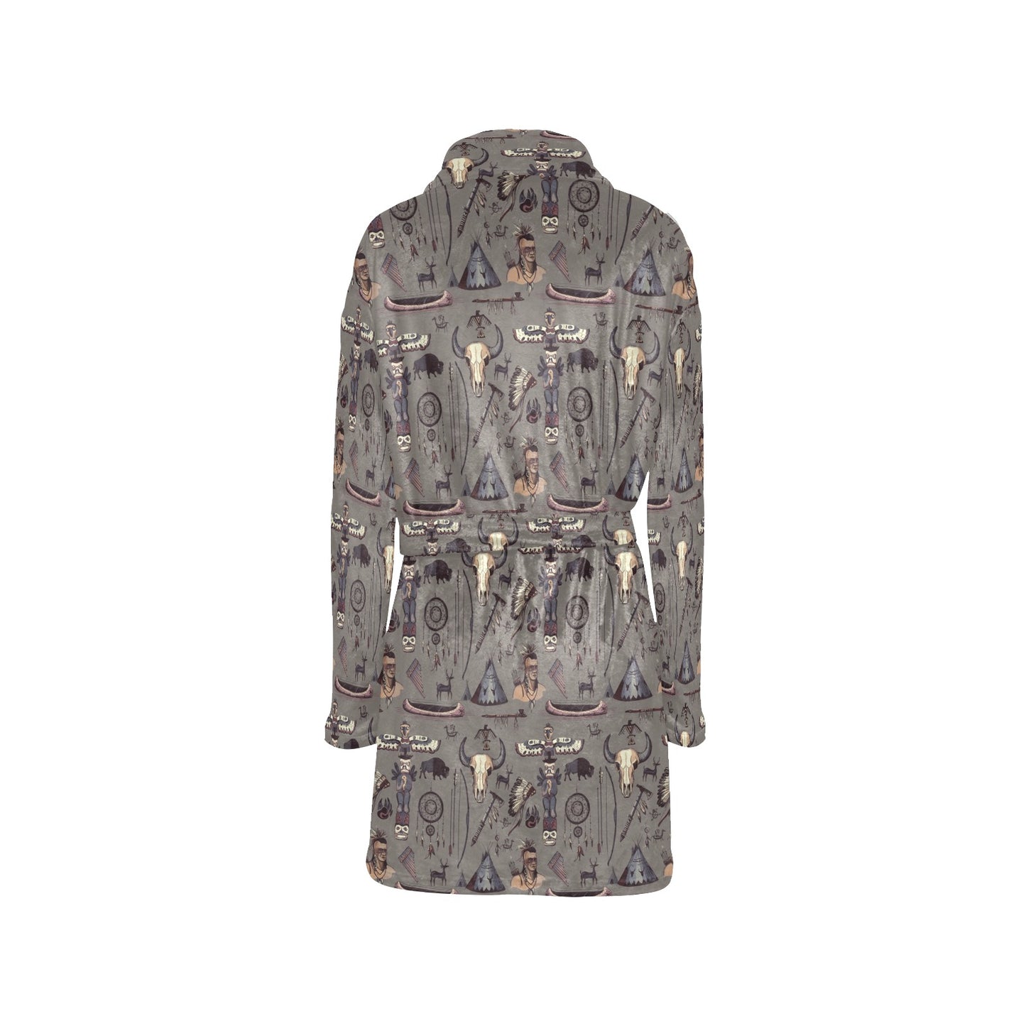 Native Indian life Design Print Women's Fleece Robe