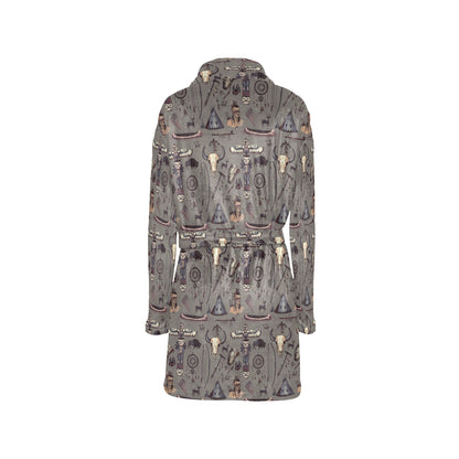 Native Indian life Design Print Women's Fleece Robe