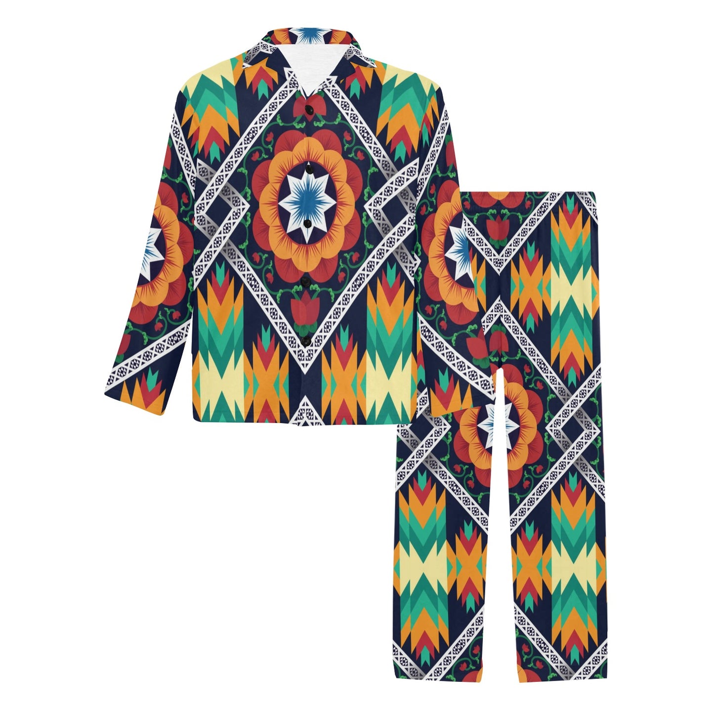 African Kente Men's Long Pajama Set