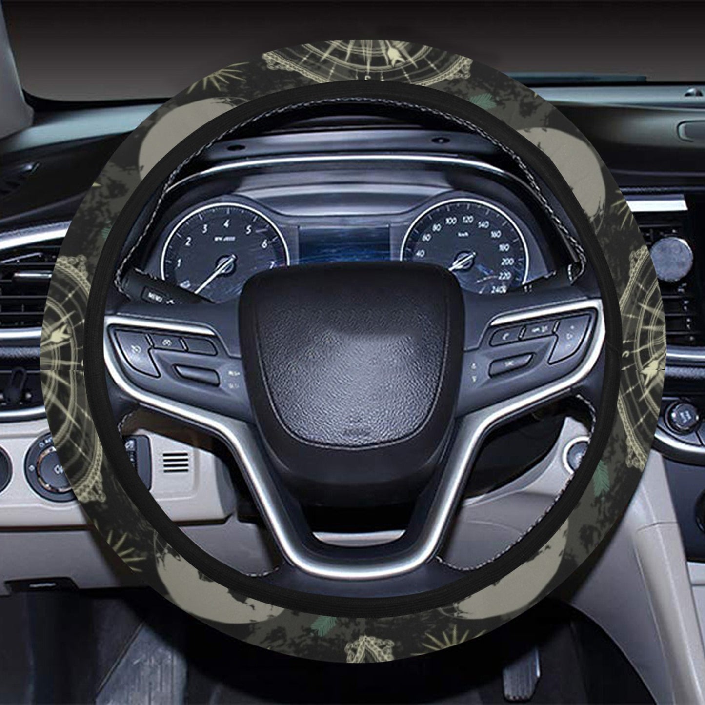 World Map Print Design LKS303 Steering Wheel Cover with Elastic Edge