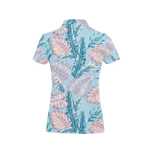 Tropical Flower Pattern Print Design TF01 Women's Polo Shirt