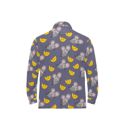 Rat With Cheese Pattern Print Design 01 Long Sleeve Polo Shirt For Men's