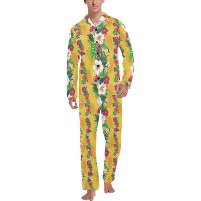 Hawaiian Themed Pattern Print Design H09 Men's Long Pajama Set