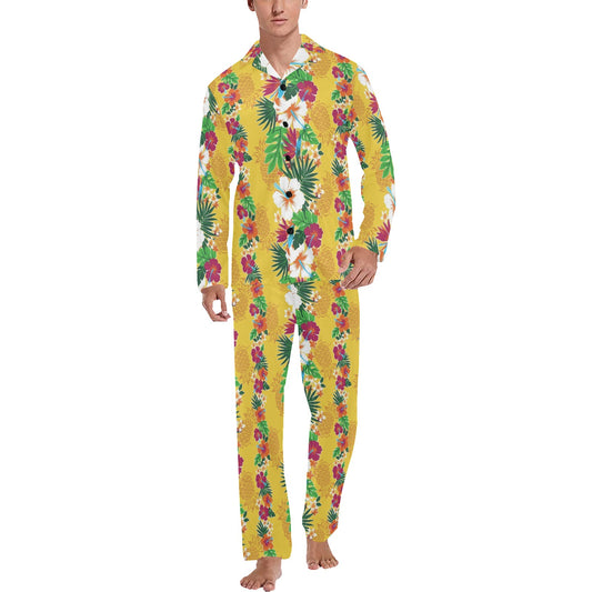 Hawaiian Themed Pattern Print Design H09 Men's Long Pajama Set